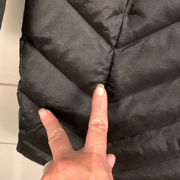 Eddie Bauer down filled puffer black fur trimmed hooded parka women’s size XS - Picture 4 of 13